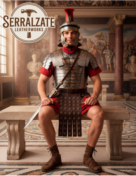 Cinturón romano militar piel marrón 4...