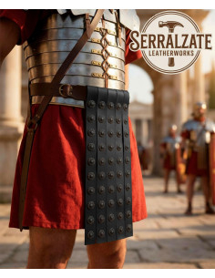 Roman Military Belt Black Leather, 4 Pteryges 2