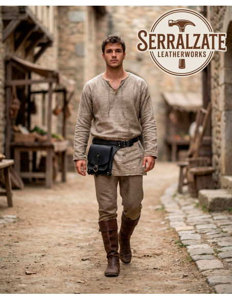 High-Quality Black Medieval Leather...