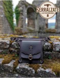 High Quality Brown Medieval Leather Bag with Belt 2