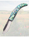 Rustic Folding Knife by Tramuntana Knives with Abalone and Resin Handle