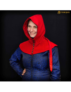 15th Century Wool Gugel with Buttons, Red