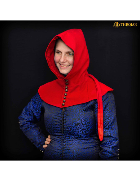 15th Century Wool Gugel with Buttons,...