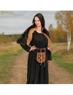 Long Medieval Dress in Cotton Model Maiden, Black 2