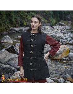 Sleeveless Medieval Gambeson for Women, Black