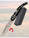 Collectible Damascus Knife, Ratchet, Black Handle