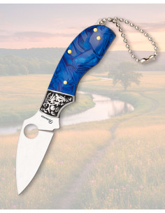 Blue Acrylic Pocket Knife, 5.8 cm Stainless Steel Blade