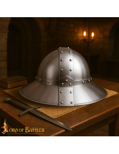Medieval Kettle Helm with Genuine Leather Lining, 18 Gauge 2