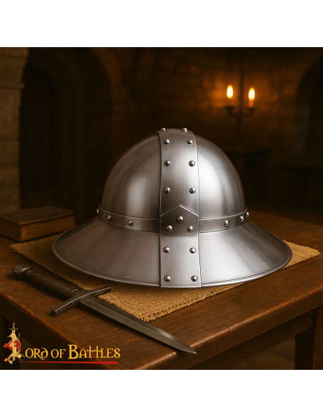 Medieval Kettle Helm with Genuine...