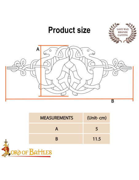 Celtic Deer Cloak Fastener, Aged Bronze