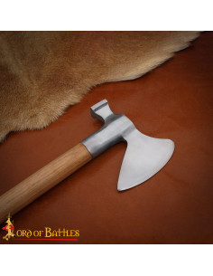 Medieval Steel Axe with Hammer Head, Wooden Handle 2