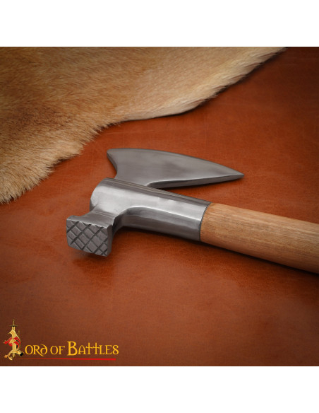 Medieval Steel Axe with Hammer Head,...