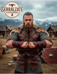 Red Leather Brigandine Bracers for Adventurer 2