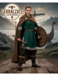 Brown Leather Viking Arm Bracers with Scales 2