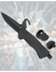 Albainox Black Rescue Tactical Knife with Skinner
