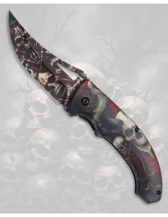 Albainox Folding Knife with 3D Skull Design