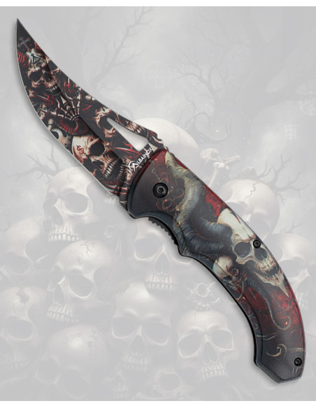Albainox Folding Knife with 3D Skull...