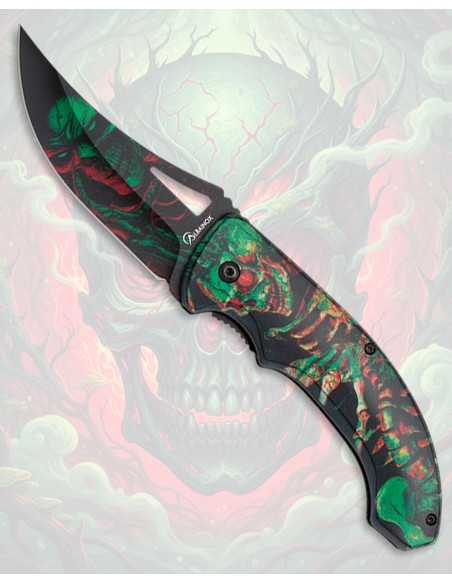 Albainox Green Skull Design 3D Knife