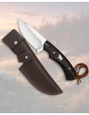 Albainox Hunting Knife with Wengue Wood Handle and Bull Emblem, with Sheath