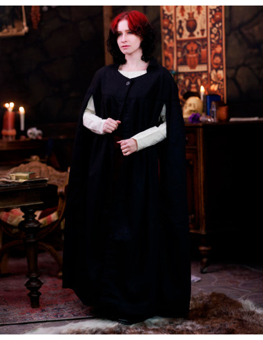 Medieval cloak high neck model Bron - black