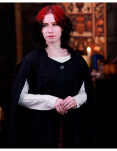 Medieval cloak high neck model Bron - black 2