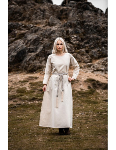 Alvilda Medieval Dress with Round Neck, Natural 2