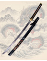 Functional Katana 1045 Steel with Golden Dragon Scabbard