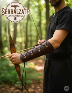 Adjustable Archery Bracer with Laces, Brown