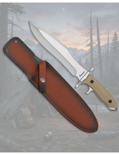 Albainox G10 Handle Tactical Knife with Leather Sheath