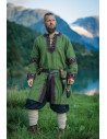 Leif Viking Tunic, Green with Genuine Leather Details