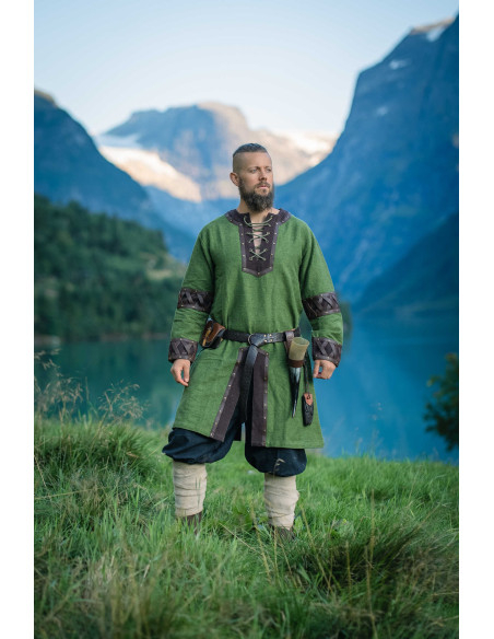 Leif Viking Tunic, Green with Genuine...