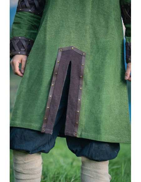 Leif Viking Tunic, Green with Genuine...