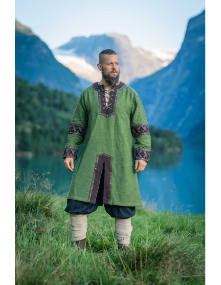 Leif Viking Tunic, Green with Genuine...