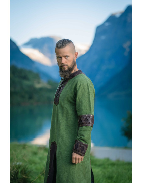 Leif Viking Tunic, Green with Genuine...