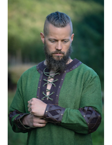 Leif Viking Tunic, Green with Genuine...