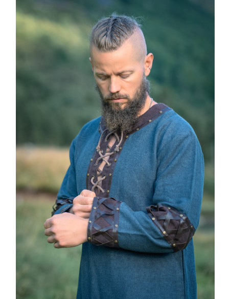 Leif Blue Viking Tunic with Genuine...