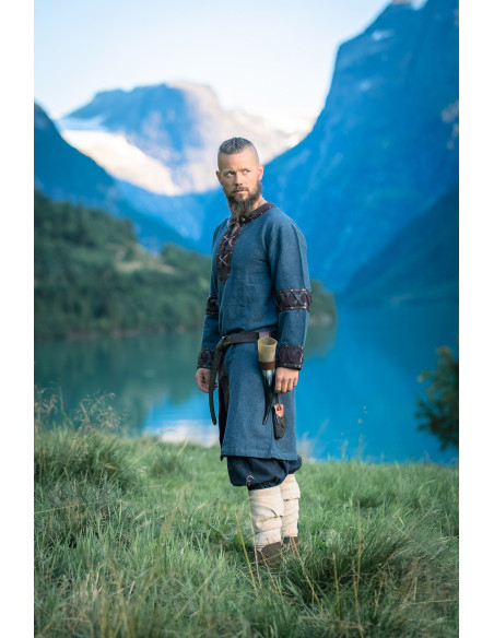 Leif Blue Viking Tunic with Genuine...