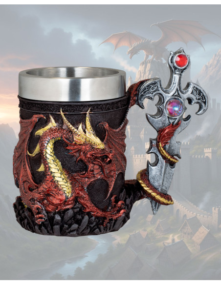 XXL Mug in Resin Dragon Sword Handle...