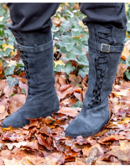 Taras Model Black Medieval Lace-Up Boots