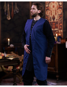 Long Medieval Vest Oberon Model, Blue Color
