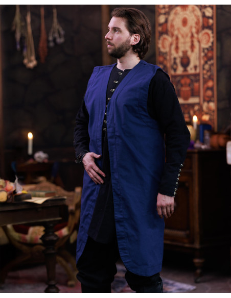 Long Medieval Vest Oberon Model, Blue...