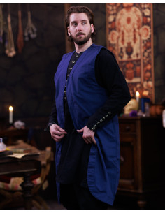 Long Medieval Vest Oberon Model, Blue Color 2