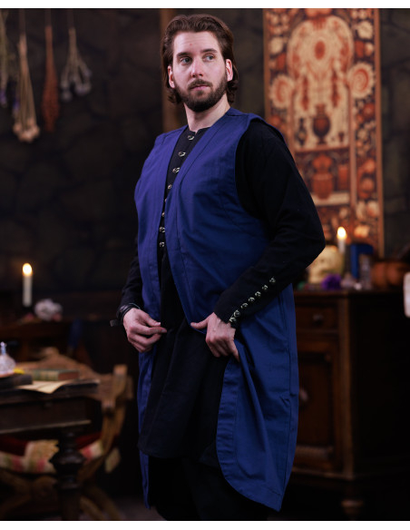 Long Medieval Vest Oberon Model, Blue...