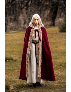 Fjell Viking Cape with Synthetic Fur, Red 2