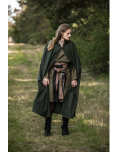 Medieval Green Cape with Hood, Model Johannes