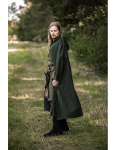 Medieval Green Cape with Hood, Model Johannes 2