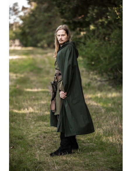 Medieval Green Cape with Hood, Model...