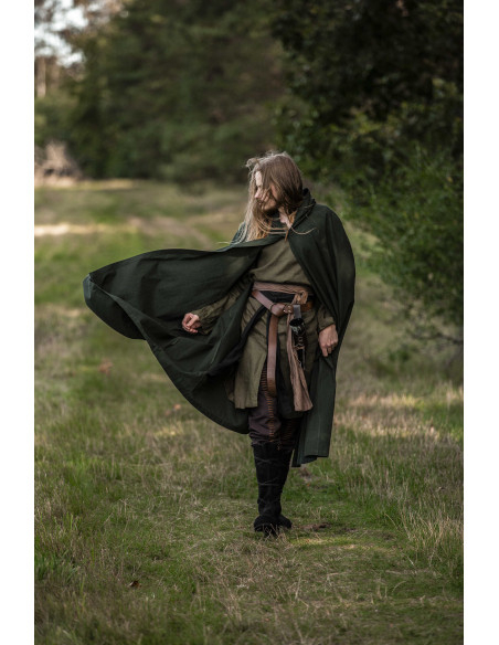 Medieval Green Cape with Hood, Model...