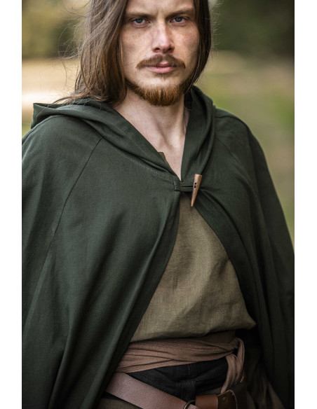 Medieval Green Cape with Hood, Model...