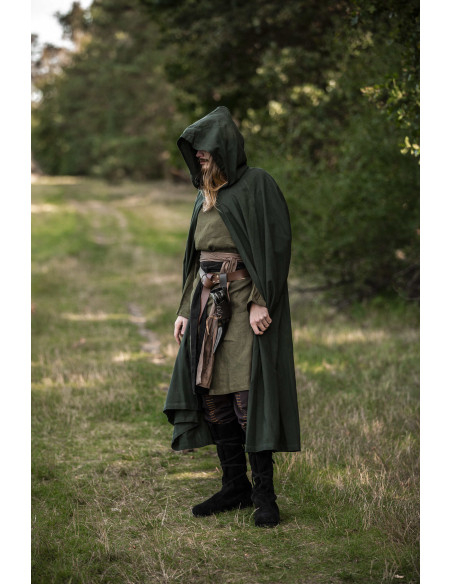 Medieval Green Cape with Hood, Model...